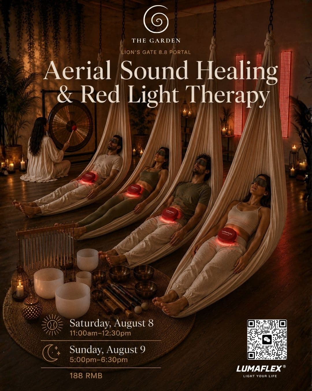 Lion's Gate Aerial Sound Bath & LUMAFLEX Red Light Therapy